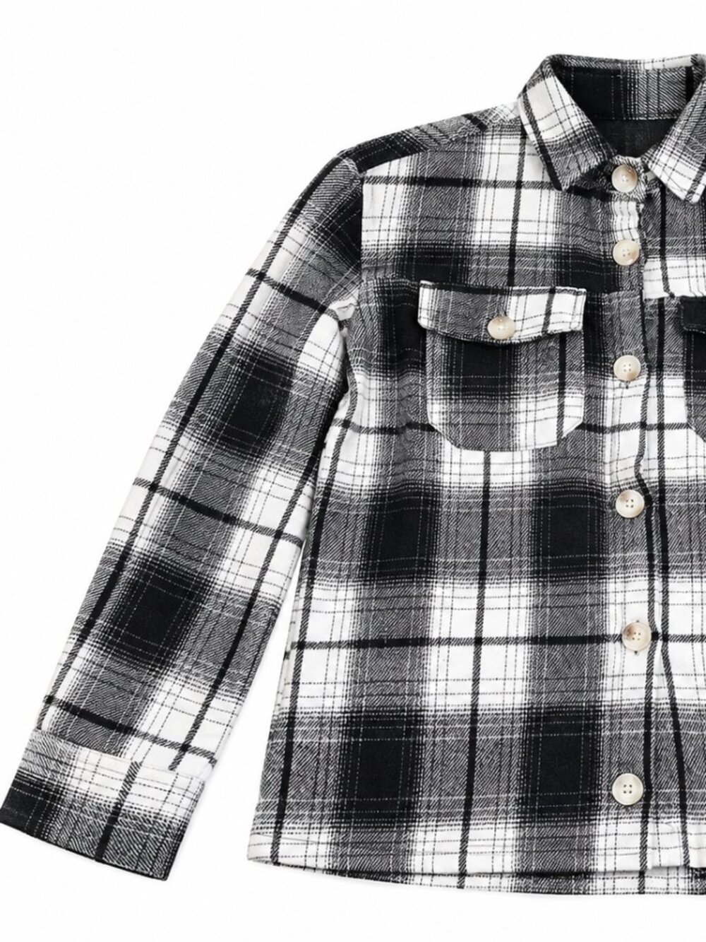 Kendall+Kylie Jacket | Black And White Plaid Flannel Shirt | Size M